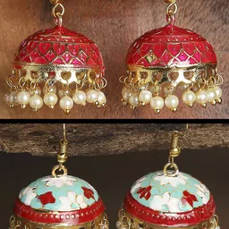 OOMPH Set of 2 Gold-Plated Dome Shaped Jhumkas Earrings-picture-37