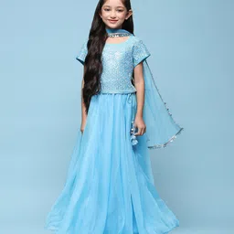 Biba Girls Embroidered Sequinned Ready to Wear Lehenga & Blouse With Dupatta-picture-11