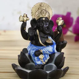 eCraftIndia Black & Blue Handcrafted Lord Ganesha Smoke Backflow Cone Showpiece-picture-27