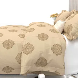 THE WHITE MOSS Brown Floral 600 TC 2 King Bedsheet with 2 Pillow Covers-picture-48
