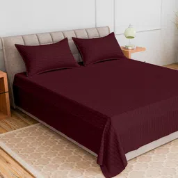 CURIOUS LIFESTYLE Rose Striped 300 TC King Bedsheet with 2 Pillow Covers-image-37