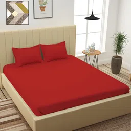 Story@home Red & White Geometric 210 TC 2 King Bedsheet with 4 Pillow Covers-picture-28