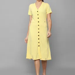 Allen Solly Woman Yellow A-Line Midi Dress-image-11