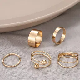 Pinapes Set of 5 Gold-Plated Finger Rings-picture-31