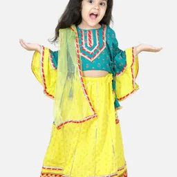BownBee Girls Printed Thread Work Ready to Wear Lehenga & Blouse With Dupatta-picture-34