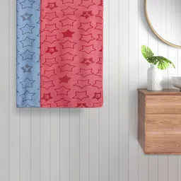 FABINALIV Kids 2-Pcs Red & Blue Printed 350 GSM Cotton Bath Towels-image-50