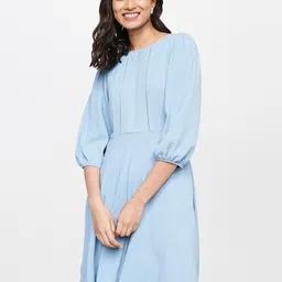 AND Blue A-Line Textured Dress-image-29