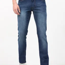VUDU Men Navy Blue Narrow Slim Fit Heavy Fade Stretchable Jeans-picture-13