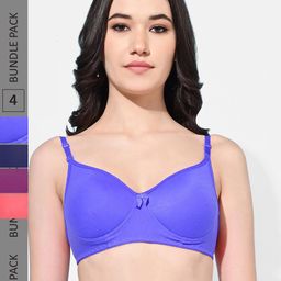FIMS Pack Of 4 Full Coverage Lightly Padded Everyday Bras With All Day Comfort-picture-24