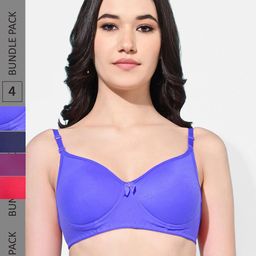 FIMS Pack Of 4 Full Coverage Lightly Padded Cotton Bra-picture-23
