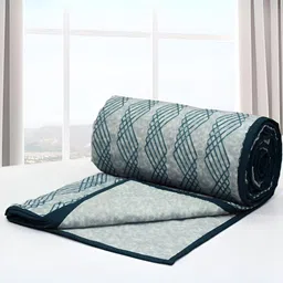 Aurave Blue & Grey Geometric Cotton AC Room 150 GSM Single Bed Dohar-picture-26