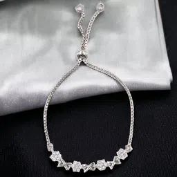 DressBerry Silver-Plated Cubic Zirconia Studded Charm Bracelet-picture-38