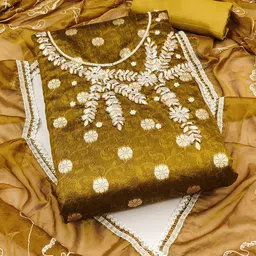 KALINI Woven Design Embellished Unstitched Dress Material-picture-16