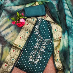 KALINI Embellished Pure Cotton Unstitched Dress Material-picture-27