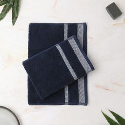 SPACES Set of 2 Blue Cotton 600 GSM Hand Towels-picture-36