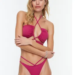 Trendyol Women Fuchsia Solid Swim Bottoms-image-3