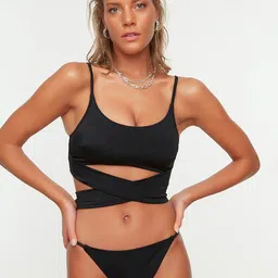 Trendyol Women Black Solid Swim Bottoms-image-95