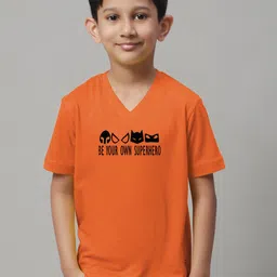 Friskers Boys Typography Printed Pure Cotton V-Neck Slim Fit T-shirt-picture-35