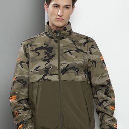 Tommy Hilfiger Men Olive Green & Black Colourblocked Tailored Jacket-picture-26