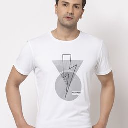 Red Tape Men White & Black Graphic Printed Training or Gym T-shirt-picture-4