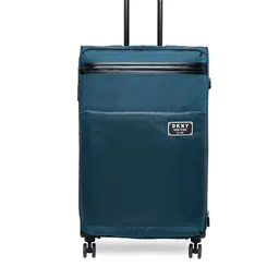 DKNY Teal-Blue Black Solid GLOBE TROTTER Soft-Sided Large Trolley Bag-picture-34