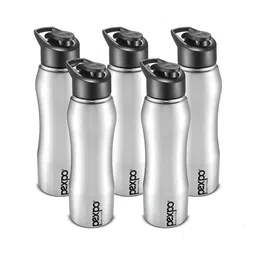 Pexpo Silver-Toned 5 Pieces Stainless Steel Single Wall Vacuum Water Bottle-image-87