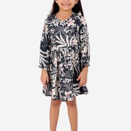 LIL DRAMA Girls Navy Blue Floral Dress-picture-33