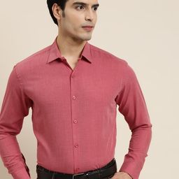 SOJANYA Men Coral Red Cotton Classic Fit Formal Shirt-picture-12