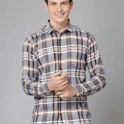 JADEBERRY Standard Tartan Checked Spread Collar Cotton Casual Shirt-picture-14