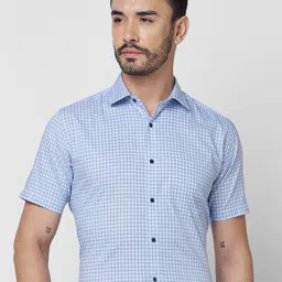 Park Avenue Micro Checked Spread Collar Cotton Formal Shirt image 1