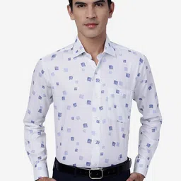 METAL Geometric Printed Slim Fit Cotton Formal Shirt-image-43