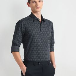 Arrow New York Spread Collar Long Sleeves Slim Fit Geometric Printed Cotton Formal Shirt-picture-8