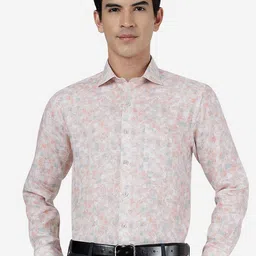 JADE BLUE  Slim Fit Floral Printed Spread Collar Long Sleeve Linen Formal Shit-picture-23