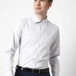 Cotstyle Spread Collar Premium Slim Fit Self Design Formal Shirt-picture-28