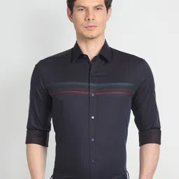 Arrow New York Horizontal Stripes Slim Fit Formal Shirt-image-94