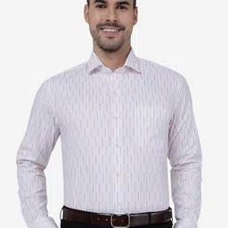 METAL Slim Fit Vertical Striped Formal Cotton Shirt-image-73