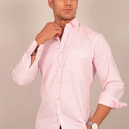 BLUEBIRD Men Micro Checks Spread Collar Comfort Opaque Formal Shirt image 1