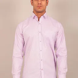 BLUEBIRD Men Micro Checks Spread Collar Comfort Opaque Formal Shirt image 1