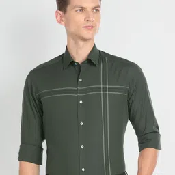 Arrow Slim Fit Vertical Striped Spread Collar Pure Cotton Formal Shirt-image-81