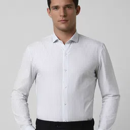 Peter England Men Super Spread Collar Vertical Striped Cotton Slim Fit Formal Shirt-picture-31