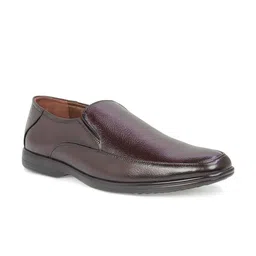 PRIVO by Inc.5 Men Maroon Solid Leather Formal Slip-On Shoes-picture-37