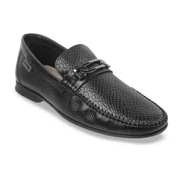 Metro Men Textured Leather Formal Horsebit Loafers-picture-36
