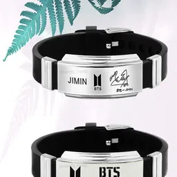 UNIVERSITY TRENDZ Set Of 2 Silver-Plated BTS Army & Jimin Signature Wraparound Bracelet-picture-24