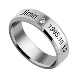 Yellow Chimes Men Silver-Toned Kpop BTS Bangtan Boys Jimin Name & DOB Band Finger Ring-picture-8