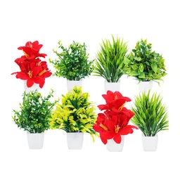Dekorly Red 8-Pieces Artificial Flowers and Plants-image-4