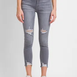 SPYKAR Women Grey Super Skinny Fit High-Rise Mildly Distressed Light Fade Jeans-picture-35
