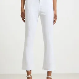 CALLIOPE Women Frayed Hem Crop Flared High-Rise Stretchable Jeans-image-27