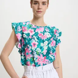 CALLIOPE Floral Print Flutter Sleeve Top-picture-40