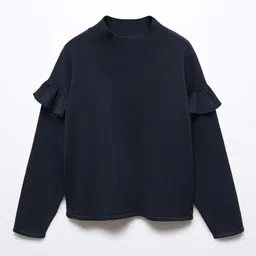 Mango Kids Girls Turtle Neck Pullover with Ruffled Detail-image-58
