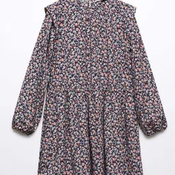 Mango Kids Girls Floral Print Puff Sleeve A-Line Dress-picture-37